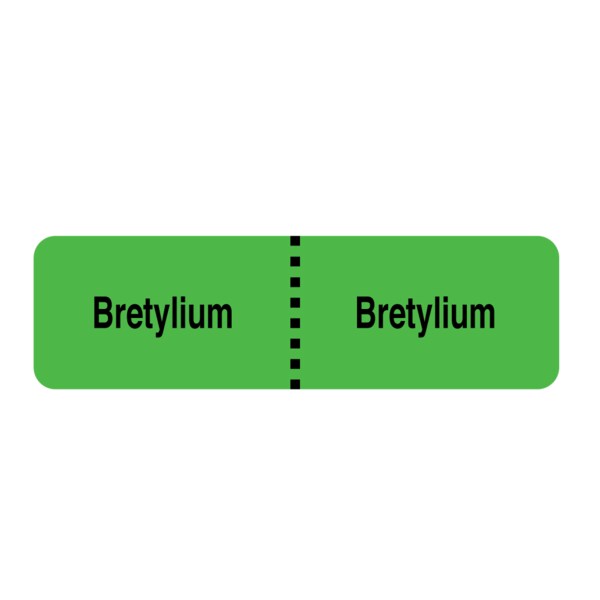 IV Drug Line Label - Bretylium/Bretylium 7/8" x 3" Flr Green w/Black